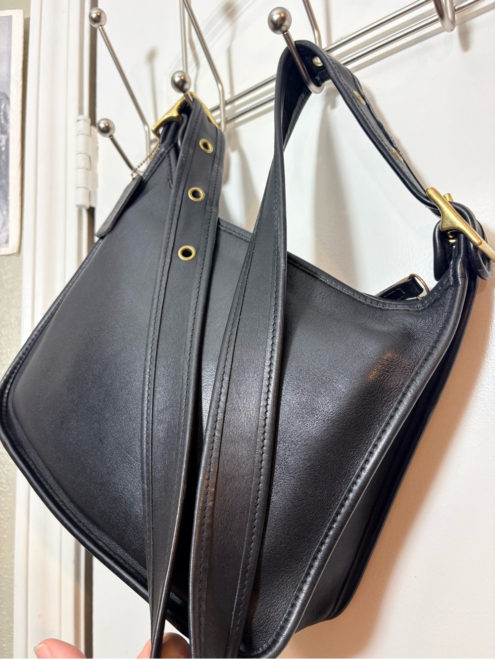 1999 Vintage Coach Black Leather Legacy Zip Crossbody Bag 9966 - Picture 9 of 15